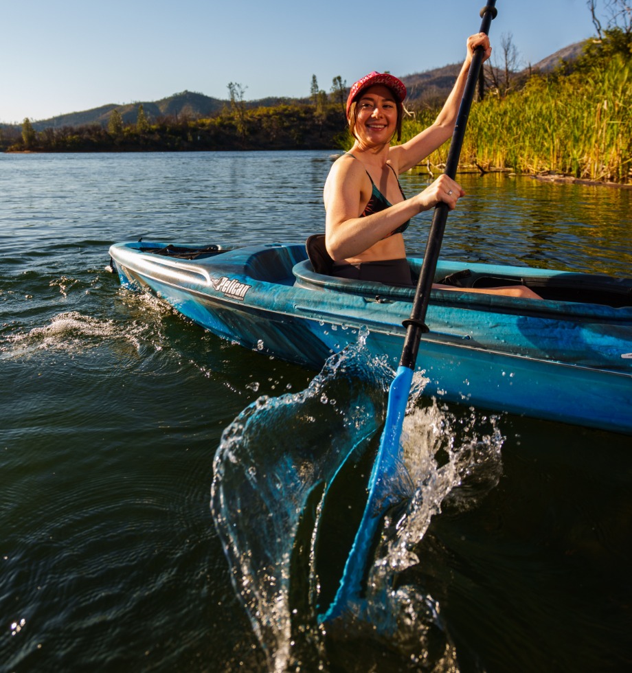 Kayaker at Whiskeytown National Recreation Area in Redding, California.